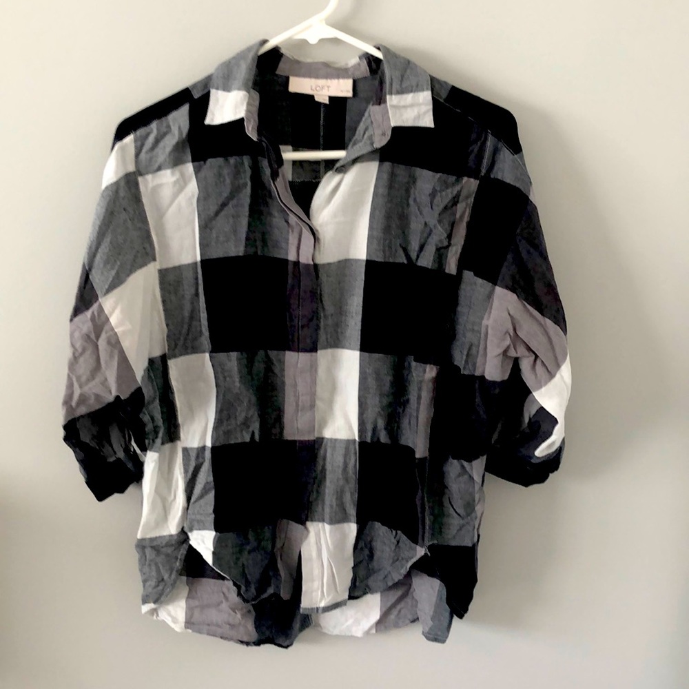 LOFT Boho Short Sleeve Button Down